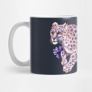 Snow Leopard with Purple Flowers Mug
